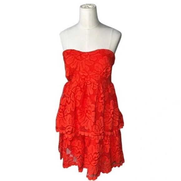 NWT Anthropologie Maeve Strapless Lace Mini Dress size Large - Picture 3 of 7
